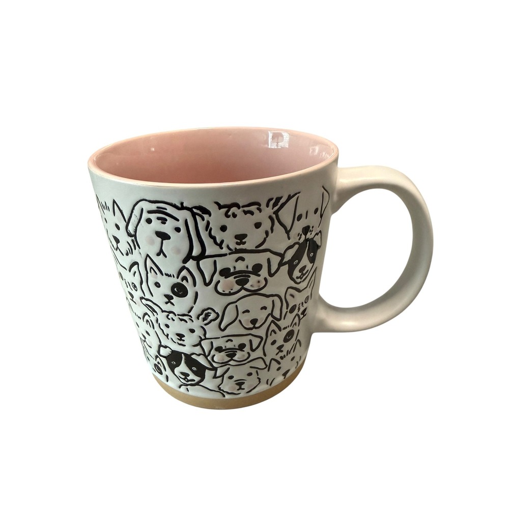 Spectrum Designz Dog Faces Ceramic Coffee Mug White Pink Interior Dog Lover Gift